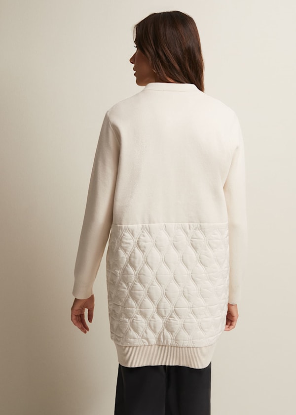 Zadie White Quilted Knit Coatigan
