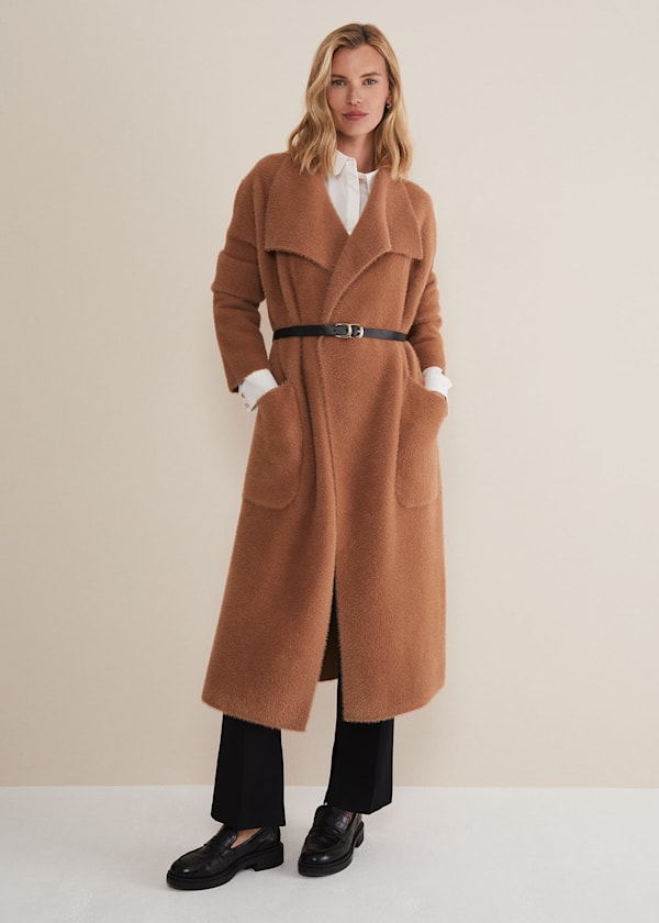 Natasha Waterfall Fluffy Belted Coat