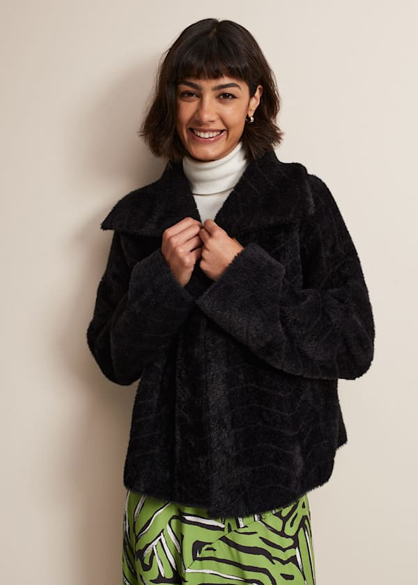 Lucy Black Faux Fur Jacket