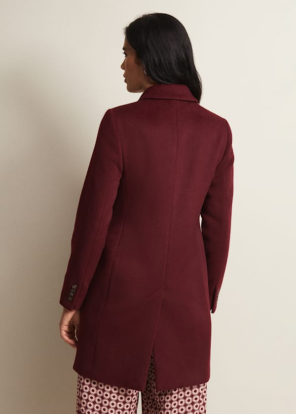Lydia Dark Red Wool Smart Coat