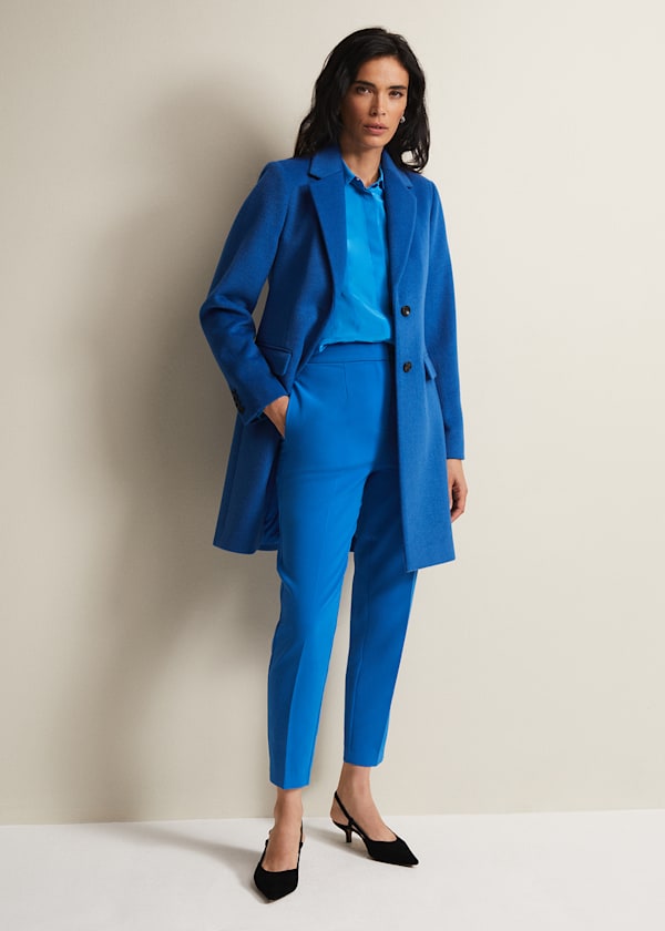 Lydia Blue Wool Smart Coat