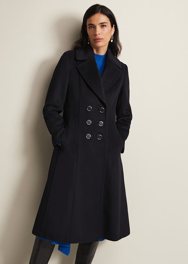 Sandra Navy Long Smart Coat