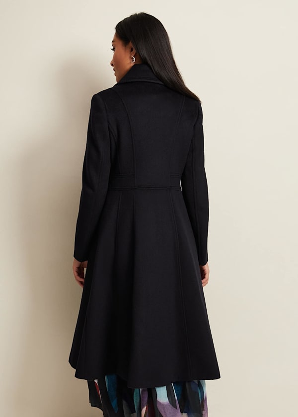 Petite Sandra Wool Fit And Flare Coat