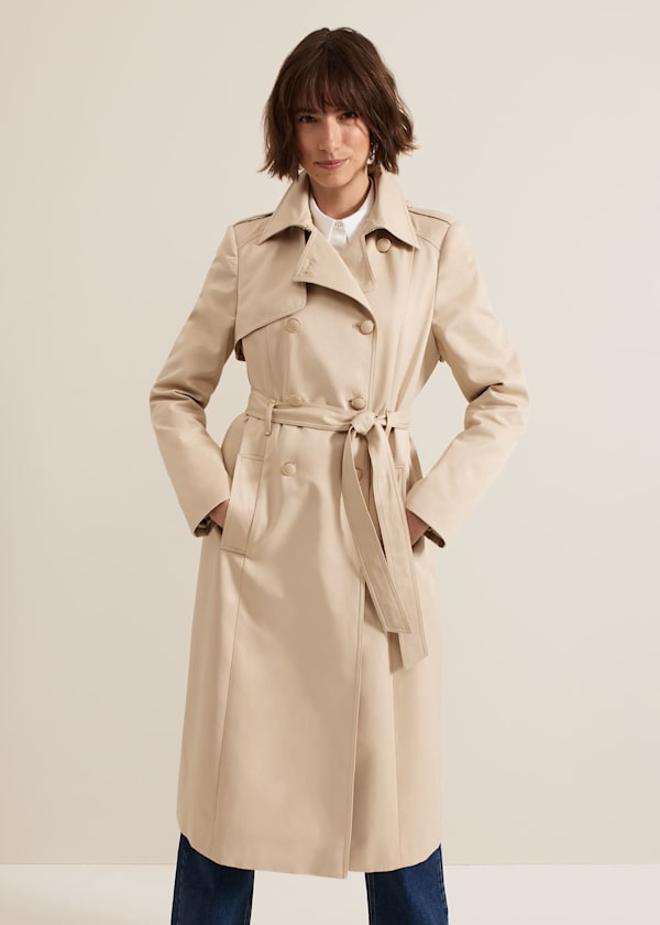 Cheryl Camel Long Fitted Trench Coat
