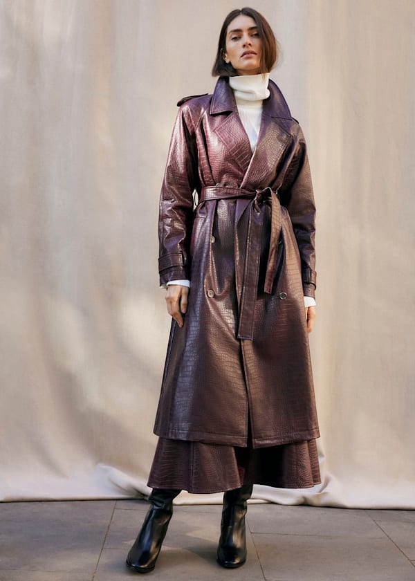Carla Croc Pu Trench Coat