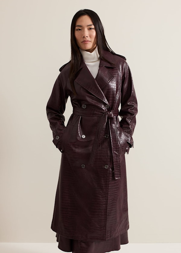 Carla Croc Pu Trench Coat