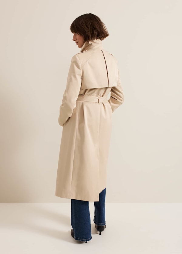 Cheryl Camel Long Fitted Trench Coat