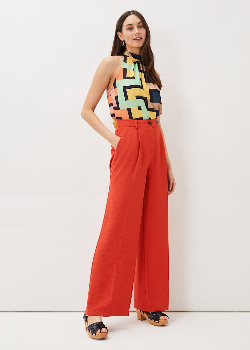 Wide leg orange trousers sale