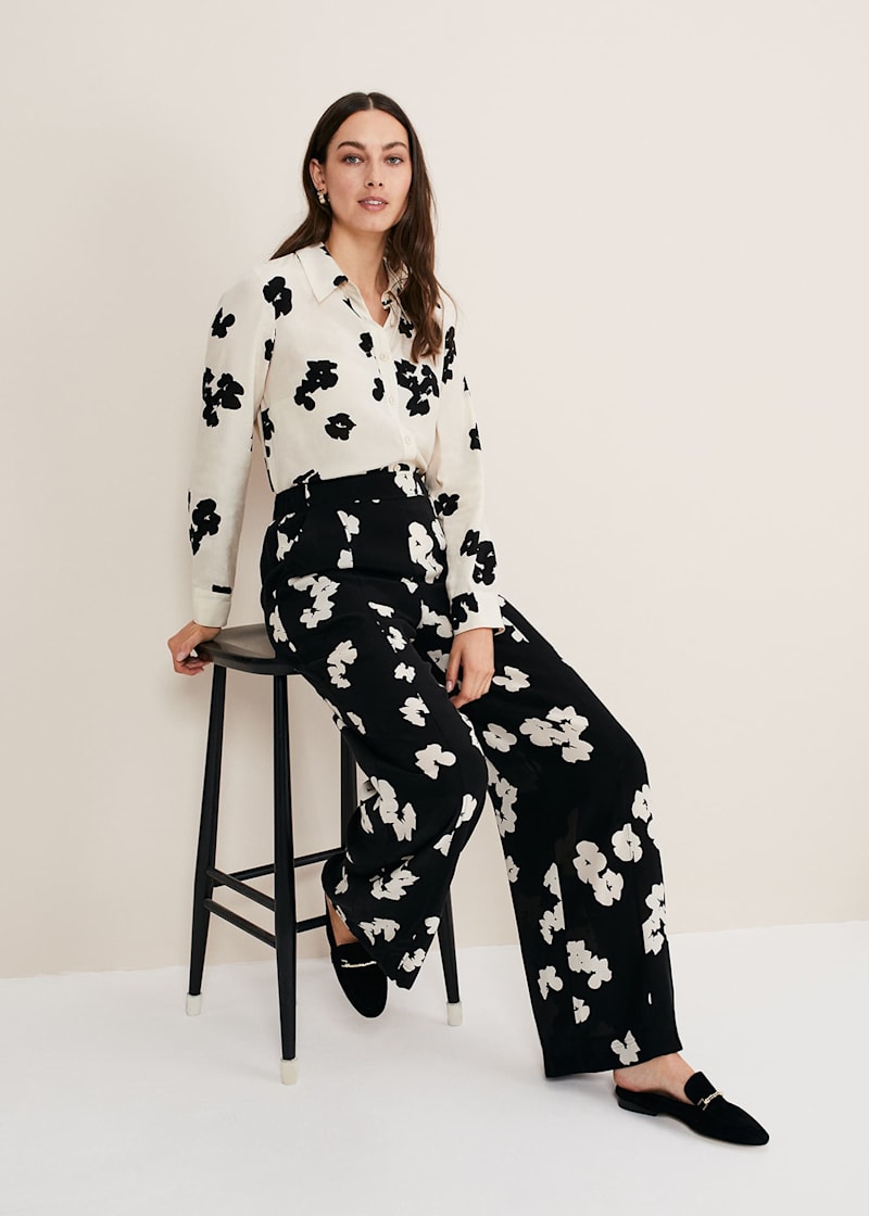 Floral High Waisted Wide Leg Trousers