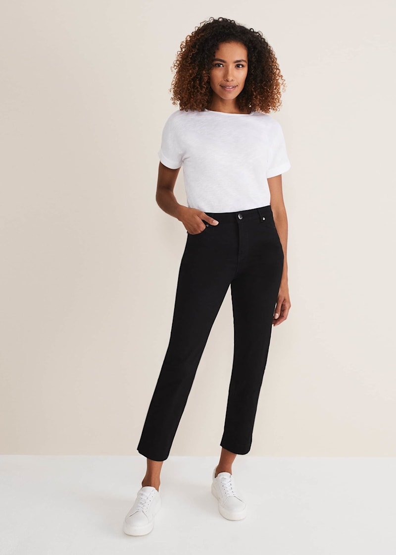 Black short leg jeans shop