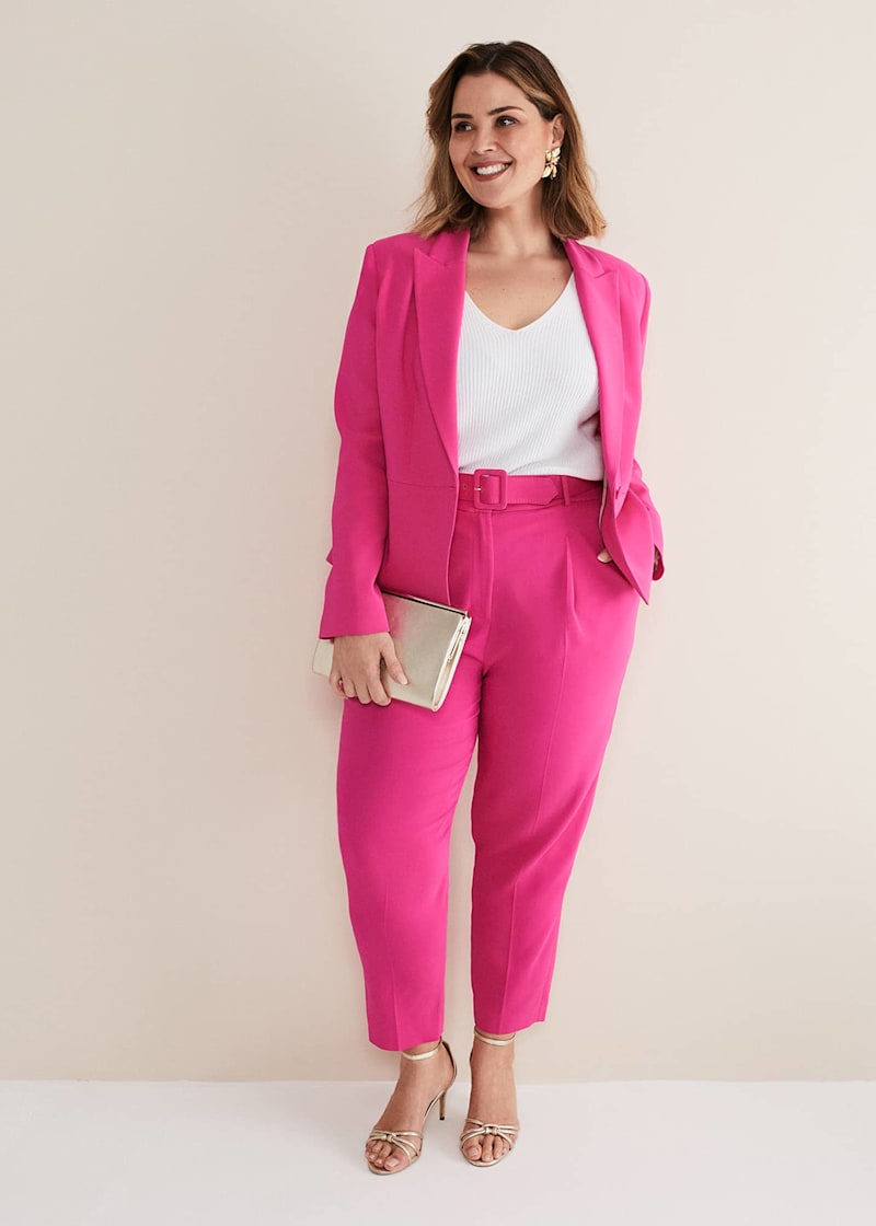 Phase Eight Adria Tailored Belted Trousers, Hot Pink at John Lewis