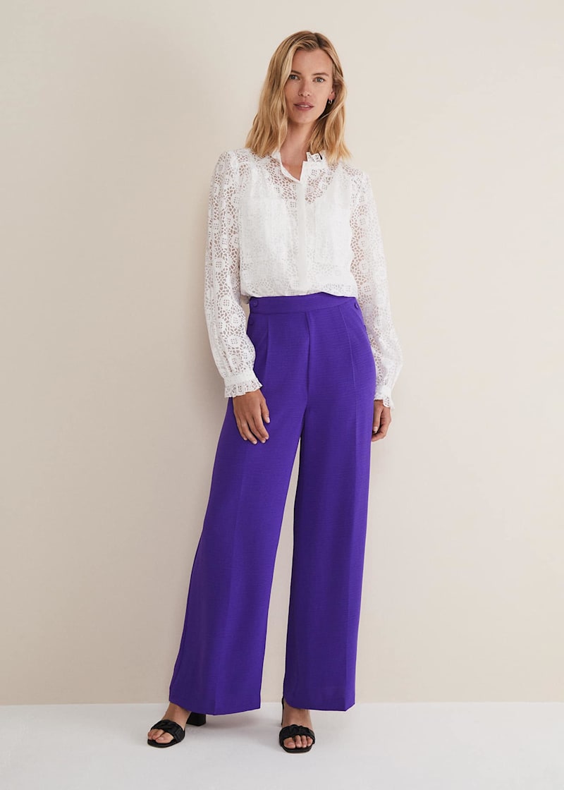 Boden Powis Wide Leg Trousers, Jewel Purple, 8