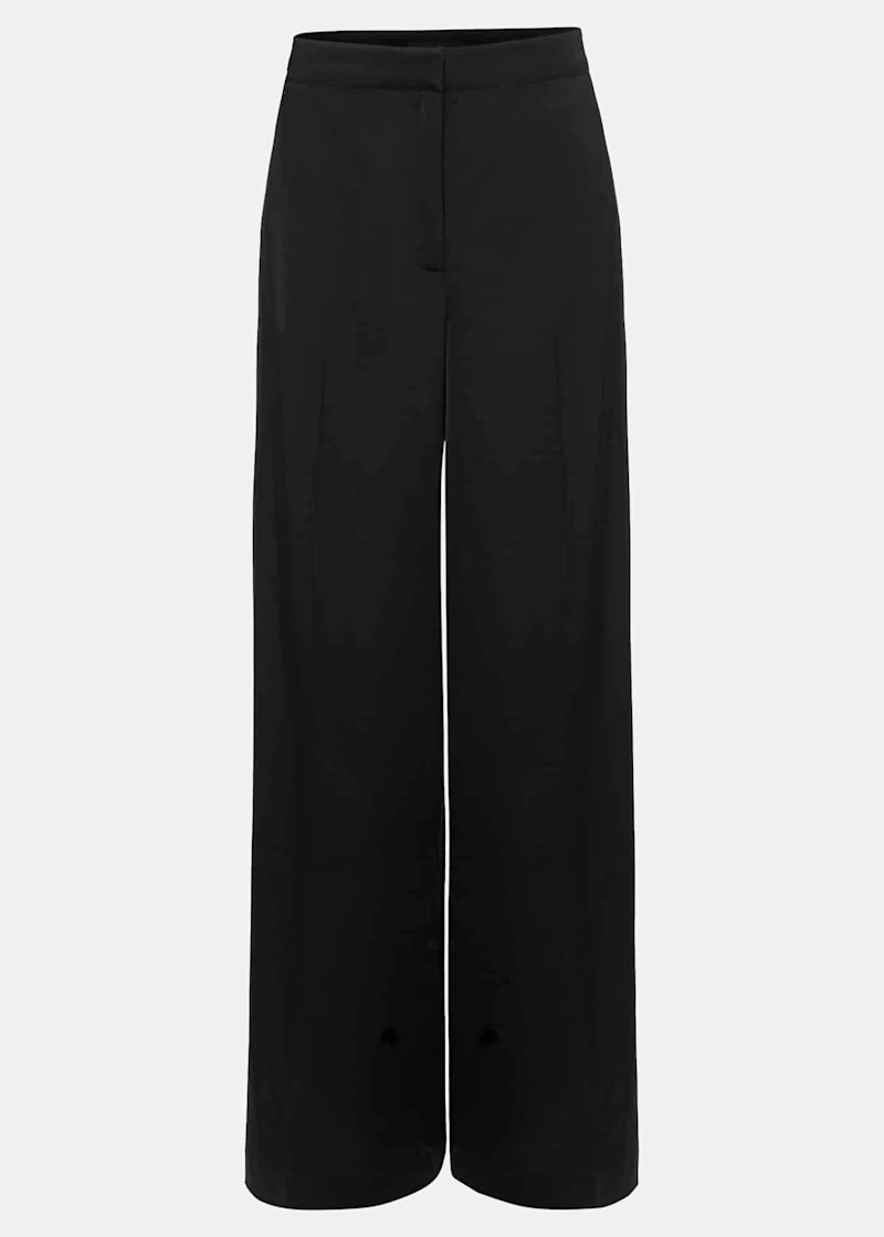 Shellina Black Satin Wide Leg Trousers