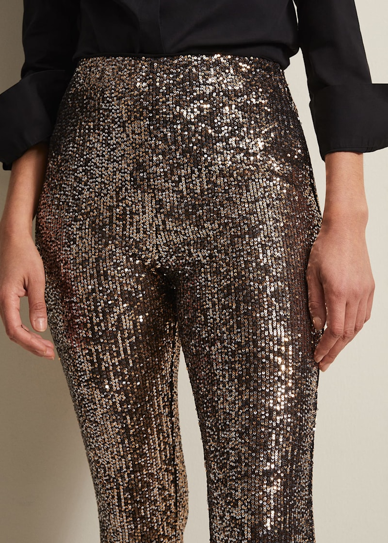 Gold glitter pants sales