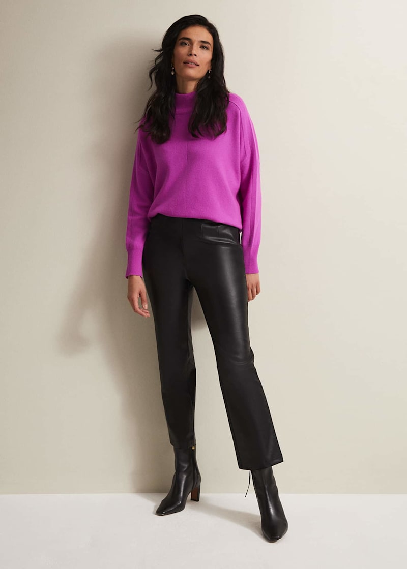 Faux leather cropped trousers top