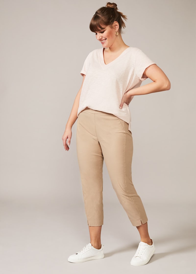 Beige capri trousers sale