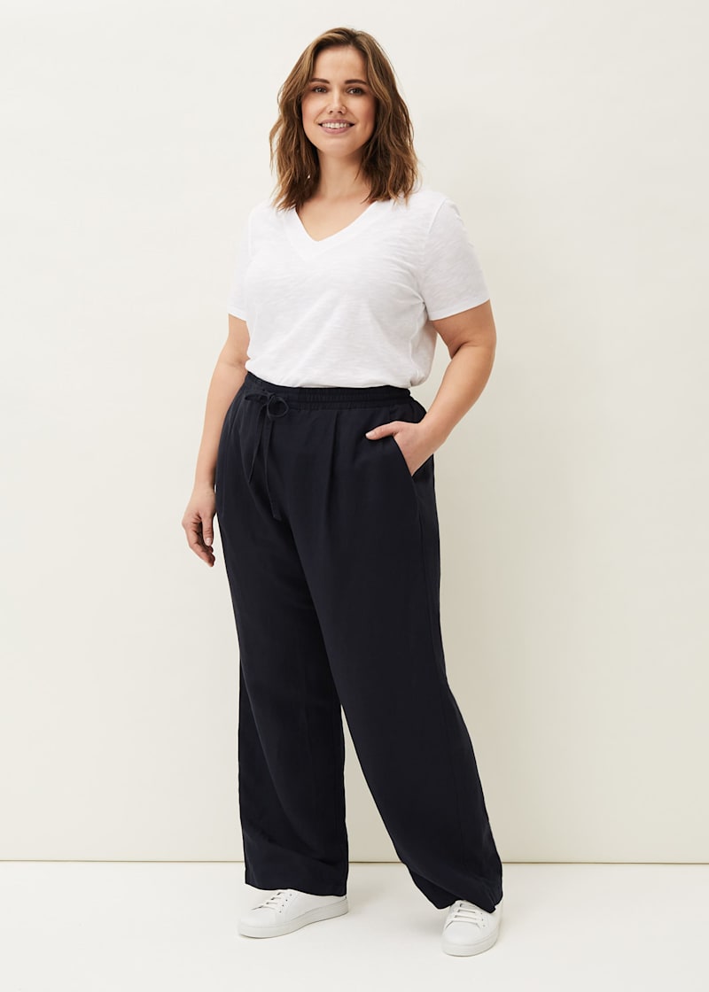 Black linen trousers plus size online