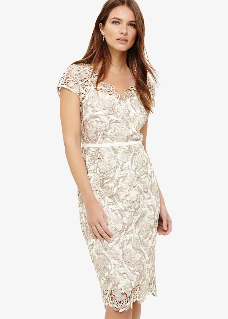 Phase eight lottie new arrivals lace dress cream oyster