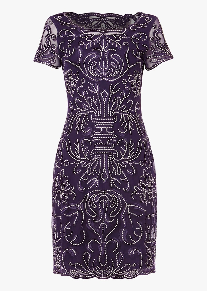 Phase eight talia store embroidered dress cranberry