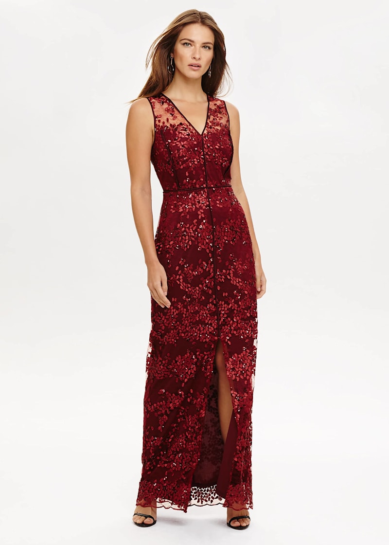 Sequin lace top maxi dress