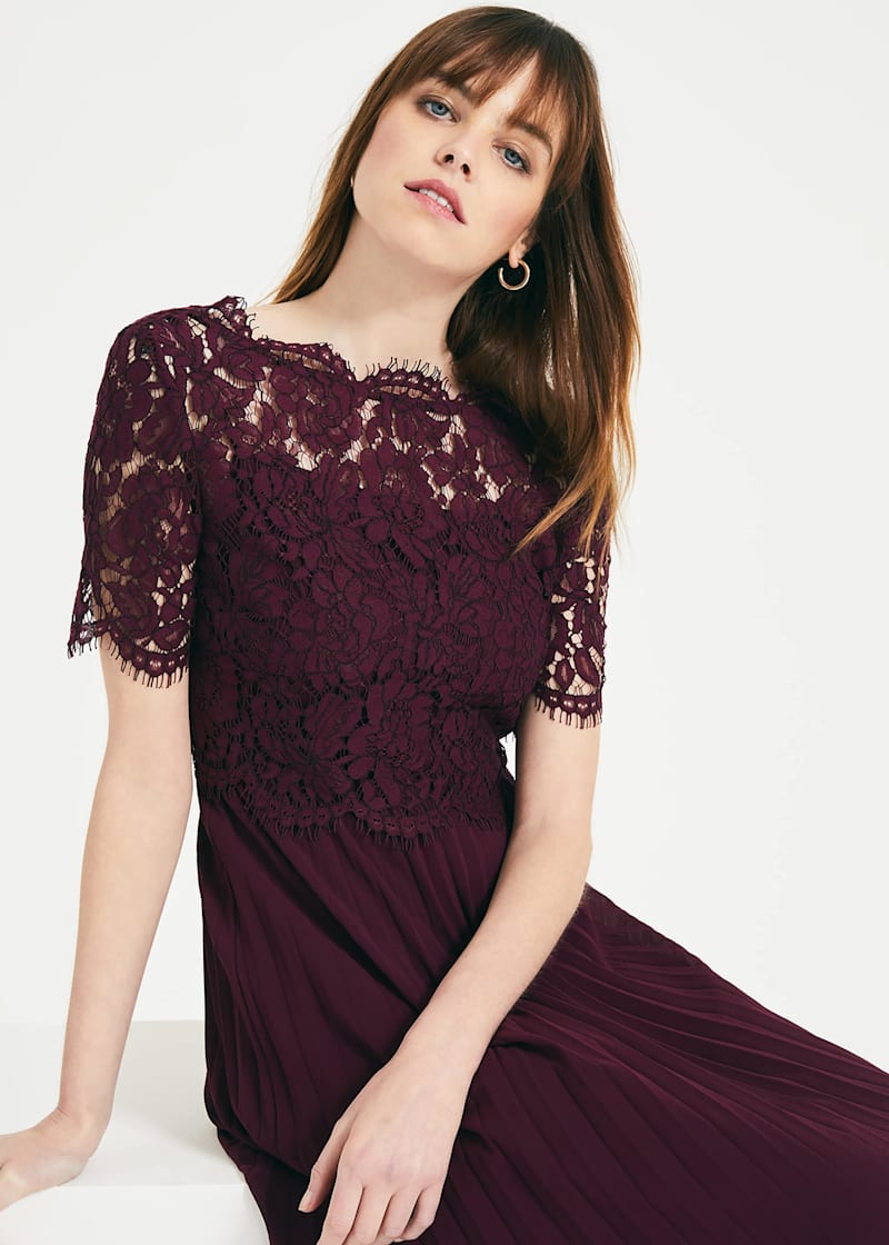 Elisabetta lace store pleated dress
