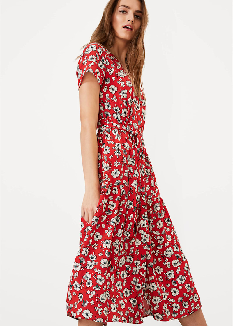 Red daisy print dress sale