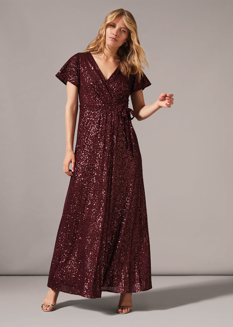 Sequin wrap online maxi dress