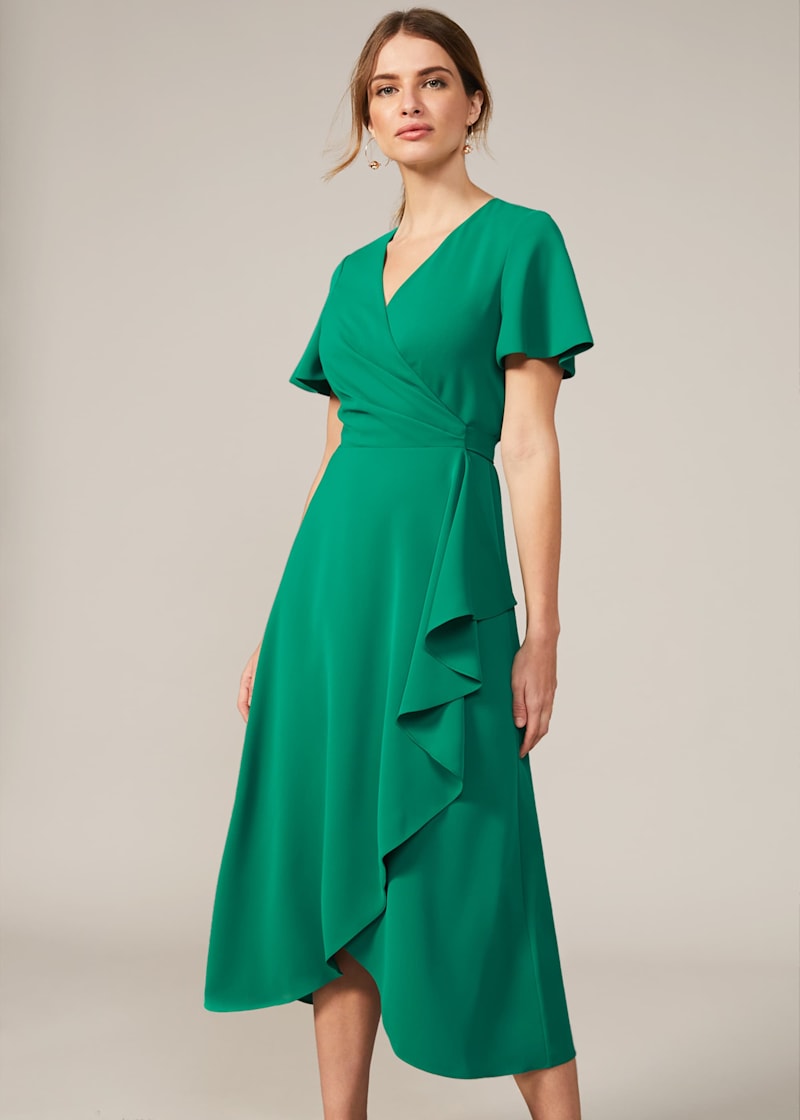 Frill hem wrap hot sale dress