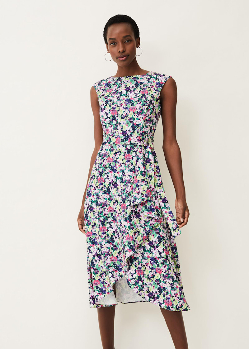 Midi dress frill hem online
