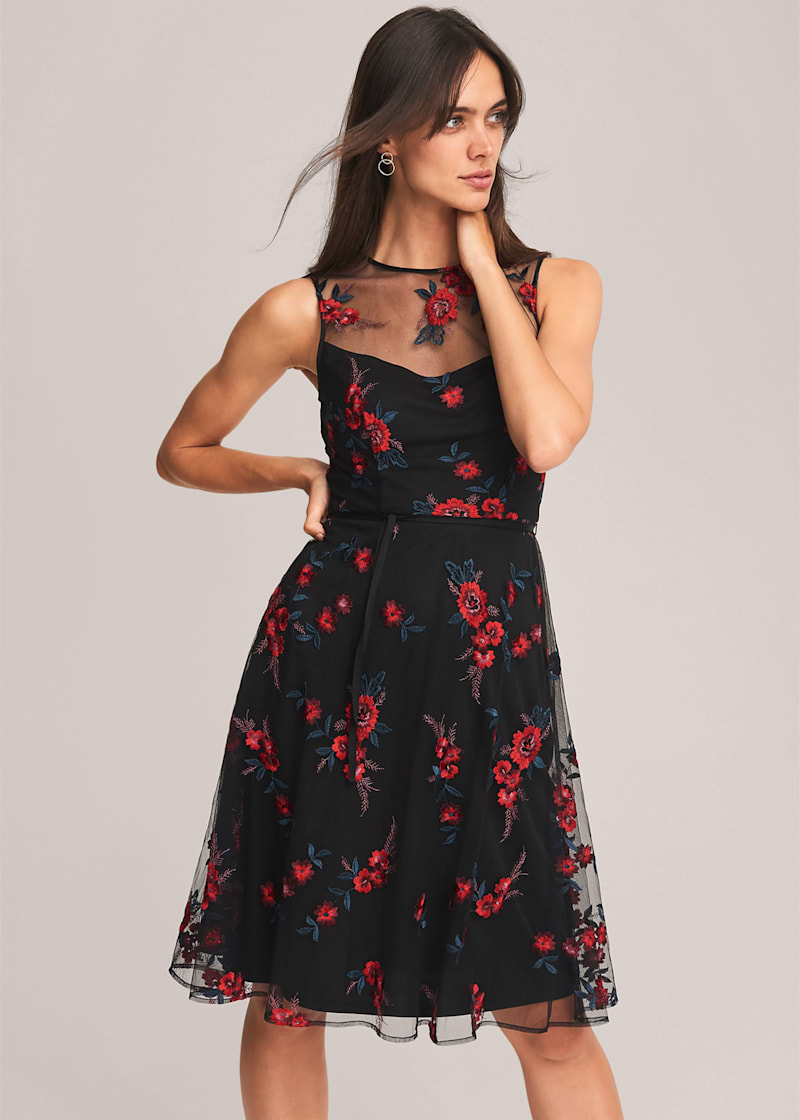 Maylin Embroidered Fit And Flare Dress