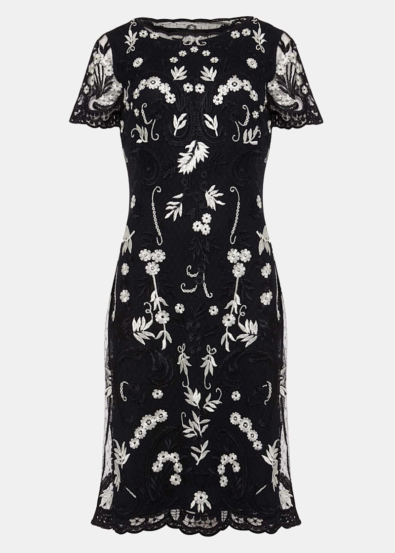 Tale to tell blue best sale and ivory embroidered shift dress