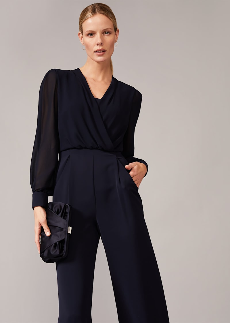 Jass Chiffon Bodice Jumpsuit | Phase Eight UK