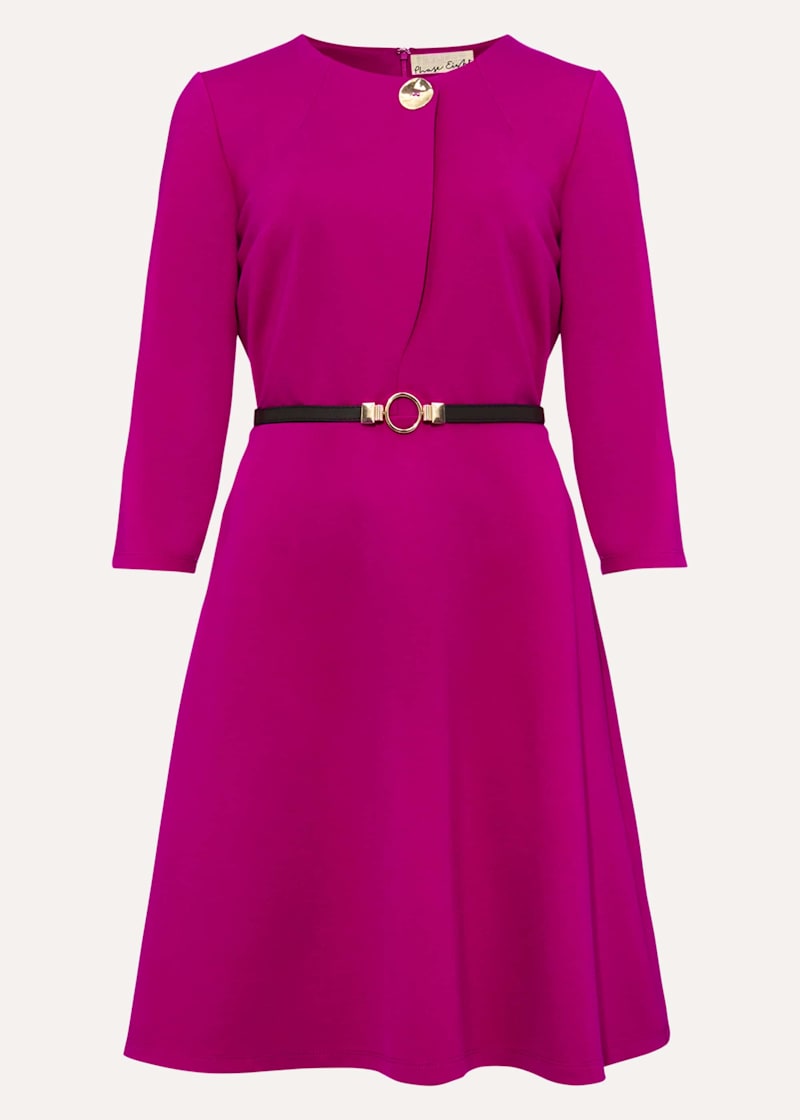 Romina Belted Swing Ponte Dress