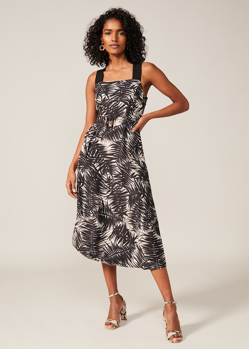 Patsy Palm Print Linen Dress