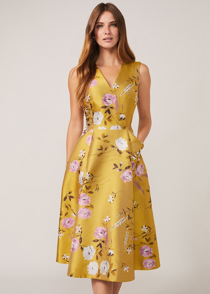 Cecily Floral Jacquard Fit And Flare Dress