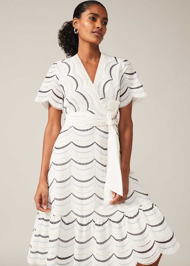 Broderie anglaise wrap dress clearance