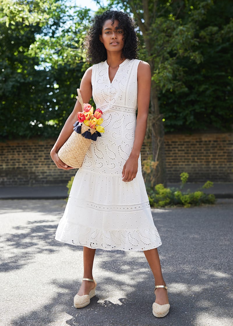 Knee length embroidered dress shop