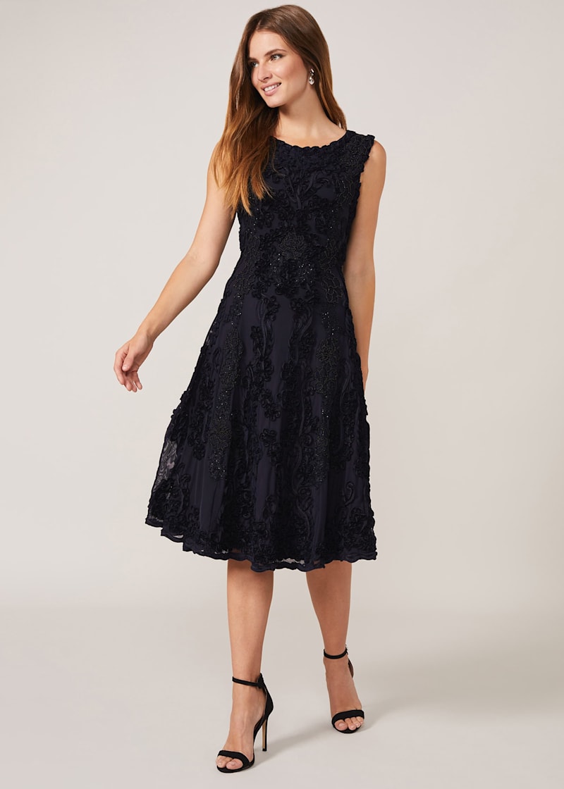 Phase eight indra shop tapework dress peacock