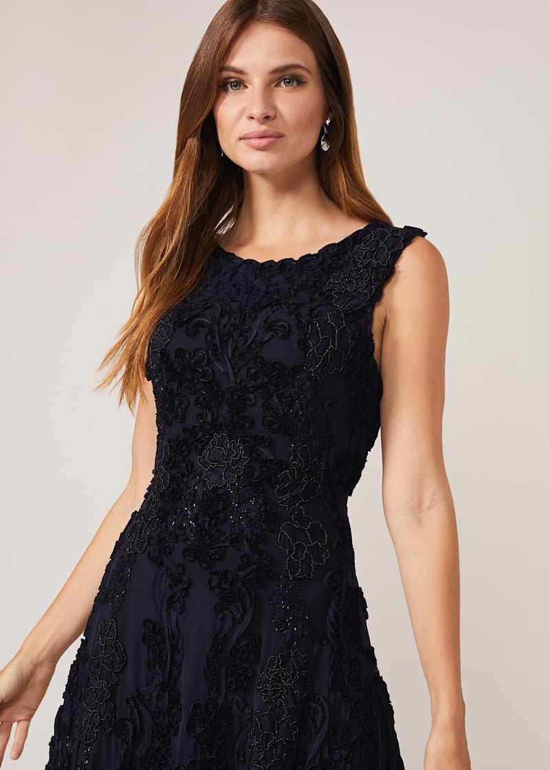Black lace fit and flare dress online