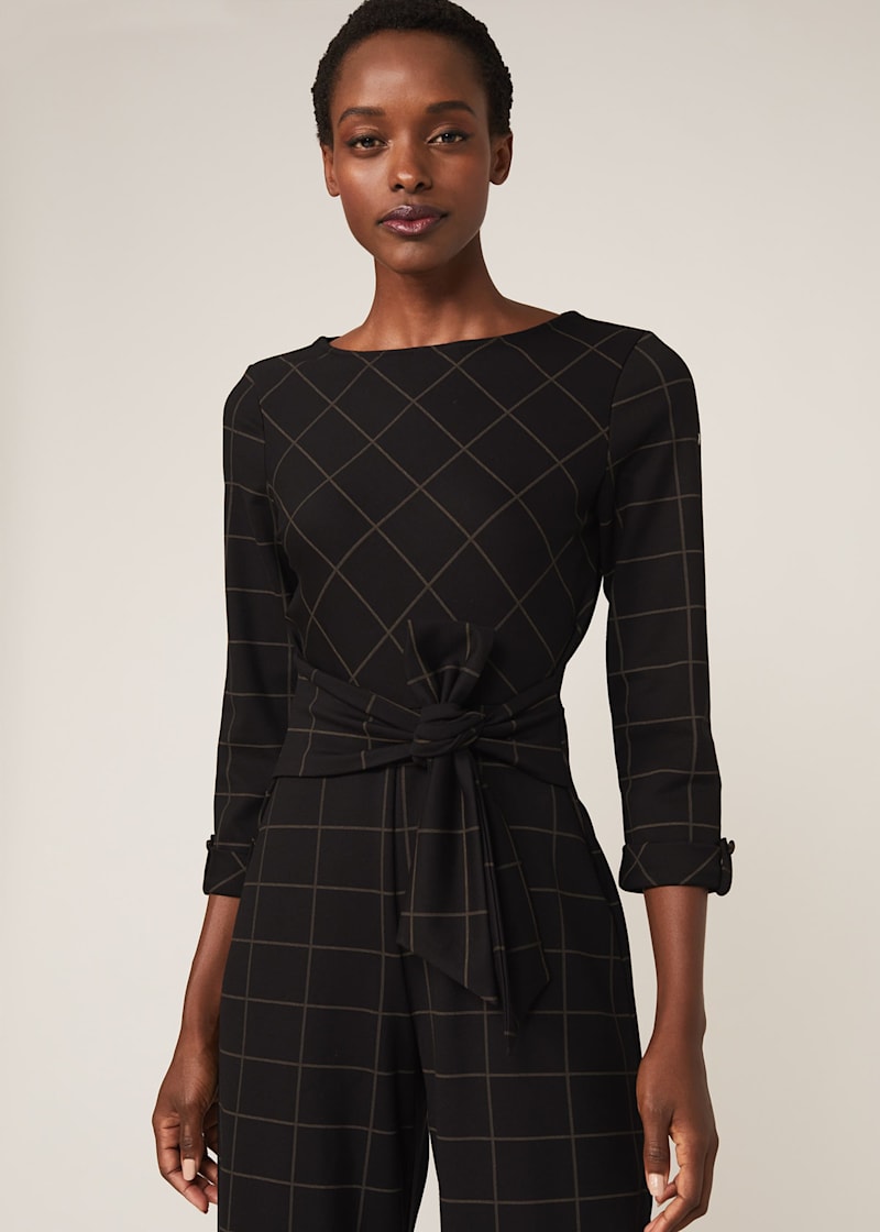 Grey check new arrivals jumpsuit