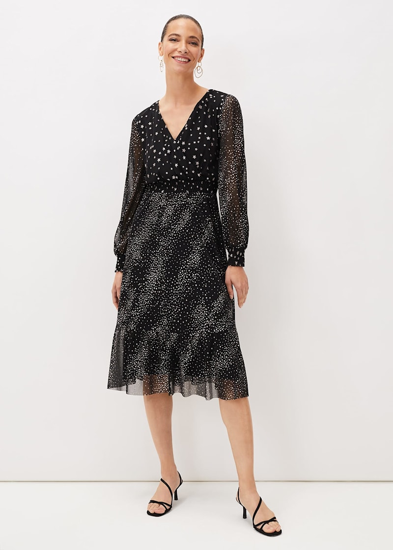 Warehouse black star dress clearance