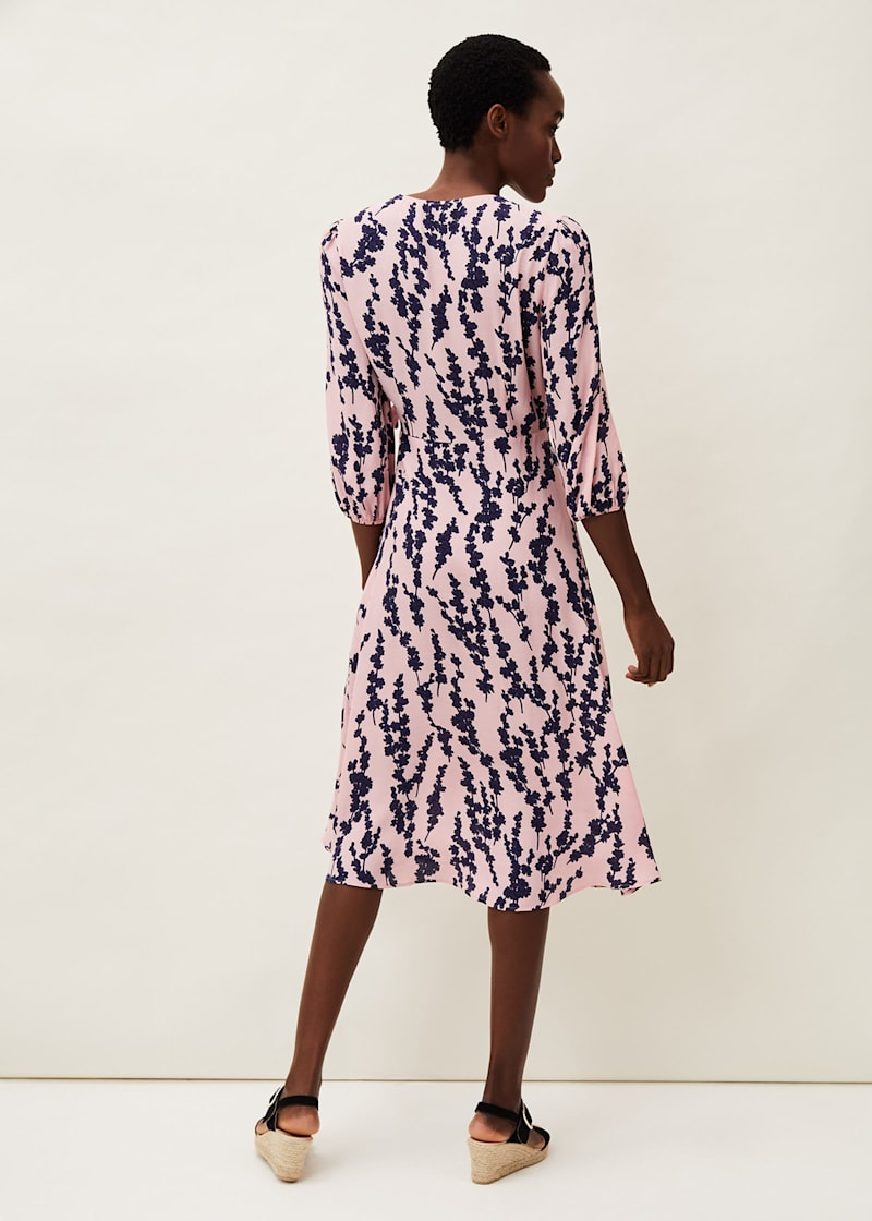 Jean Floral Midi Wrap Dress