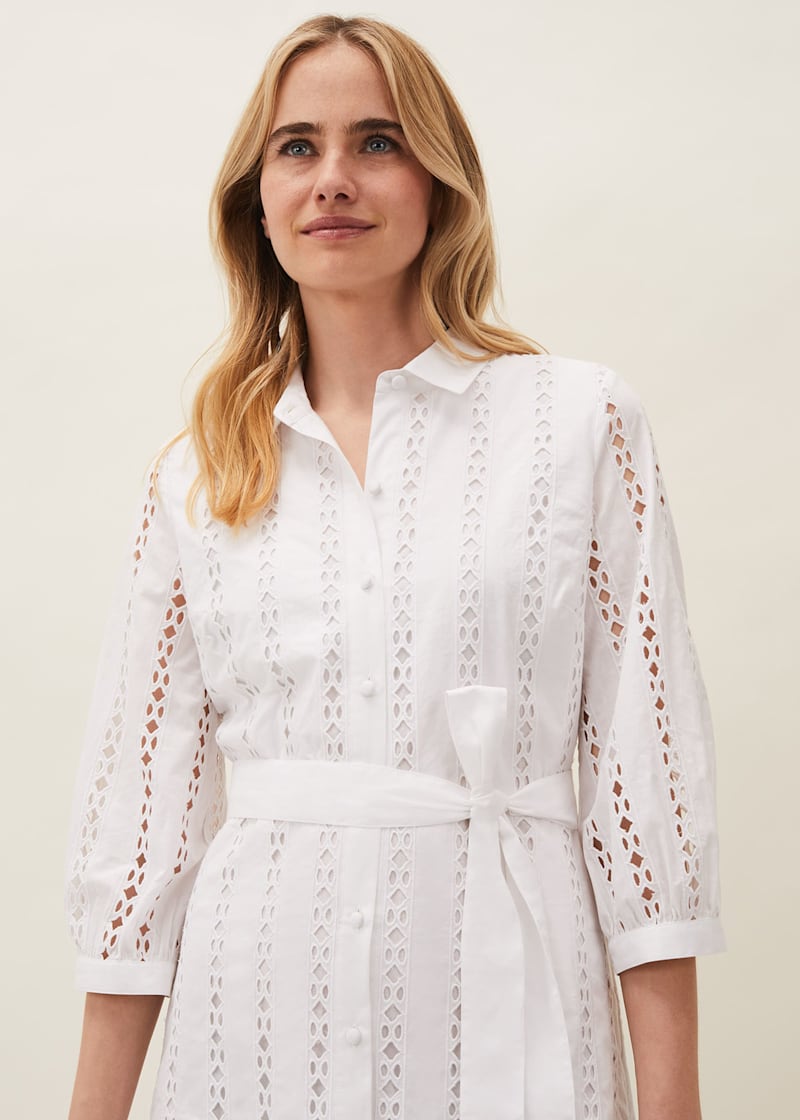 Caela Broderie Shirt Dress | Phase Eight UK