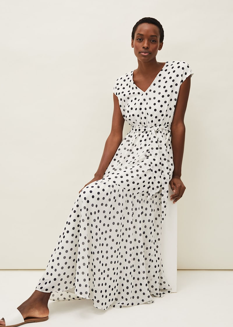 Polka dot discount maxi dress white