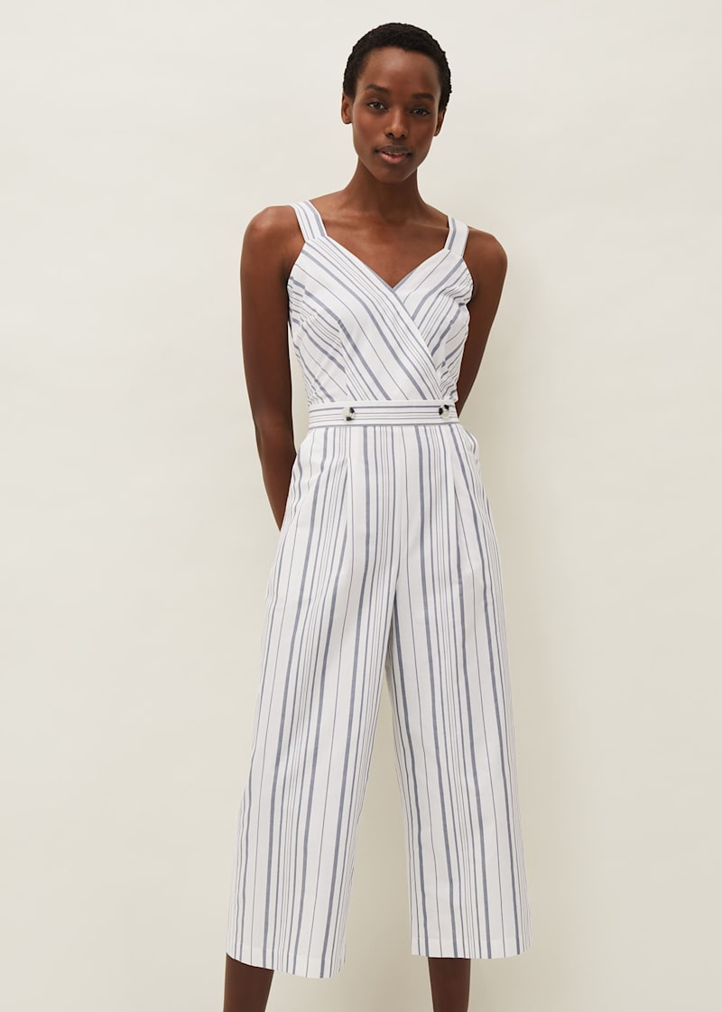 Cotton striped jumpsuit on sale