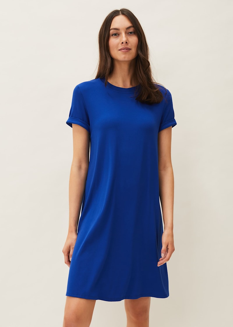 Cobalt blue top t shirt dress