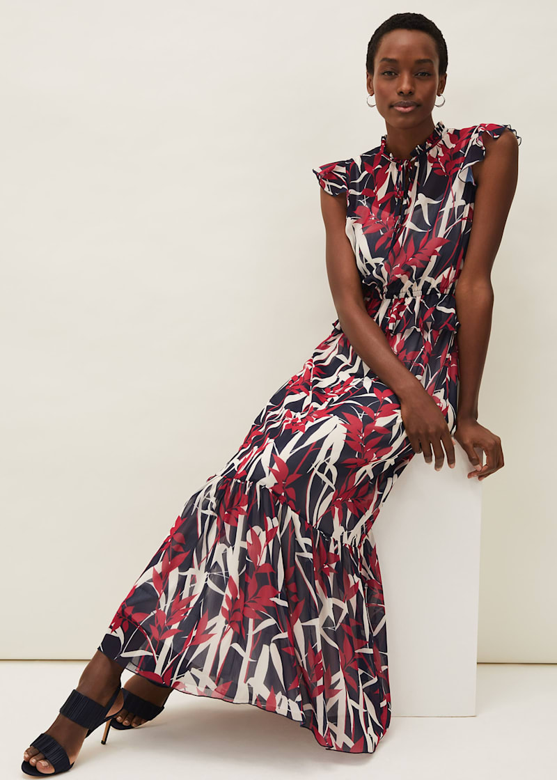 Palm print maxi dress clearance
