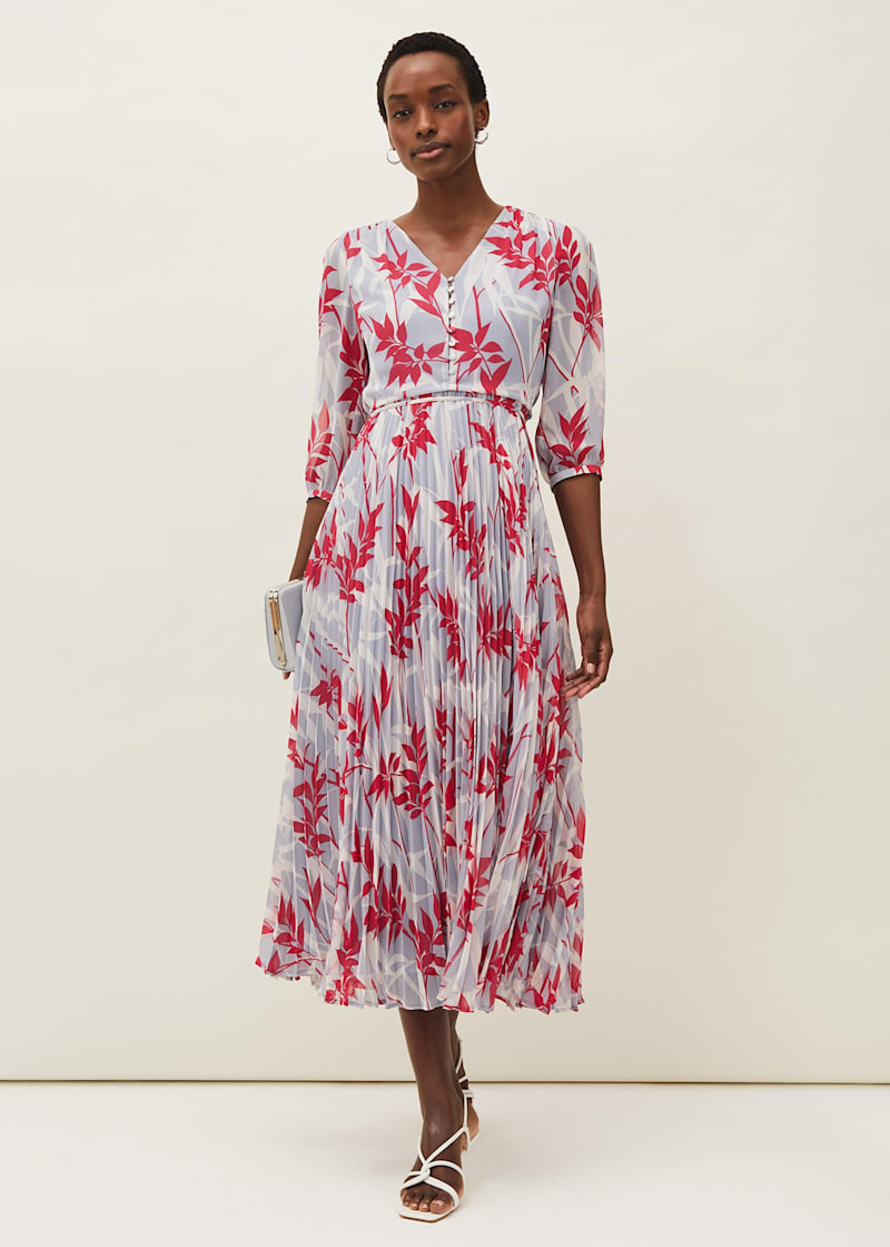 Ellen Palm Print Pleated Midaxi Dress | Phase Eight UK