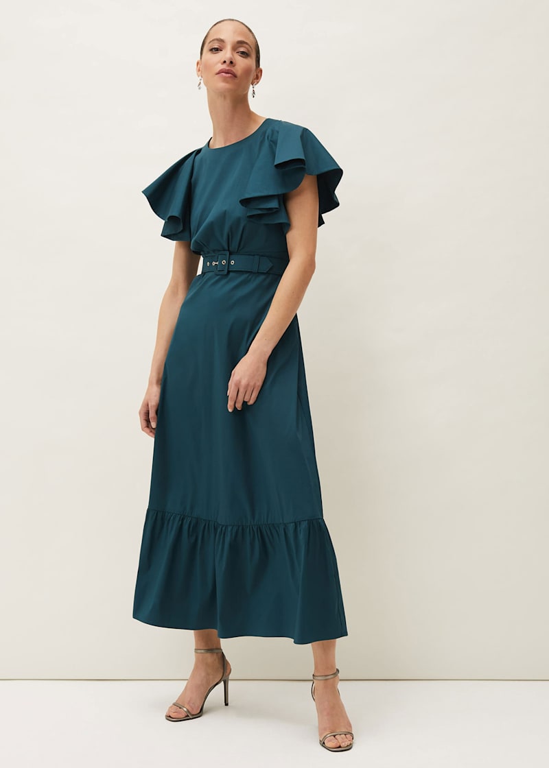 Dinah Frill Sleeve Belted Maxi Dress | Phase Eight UK