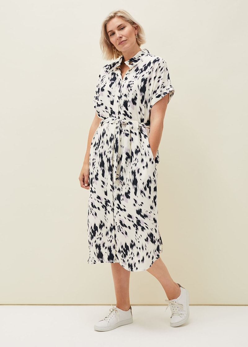 Tilda Floral Cotton Midi Dress – White